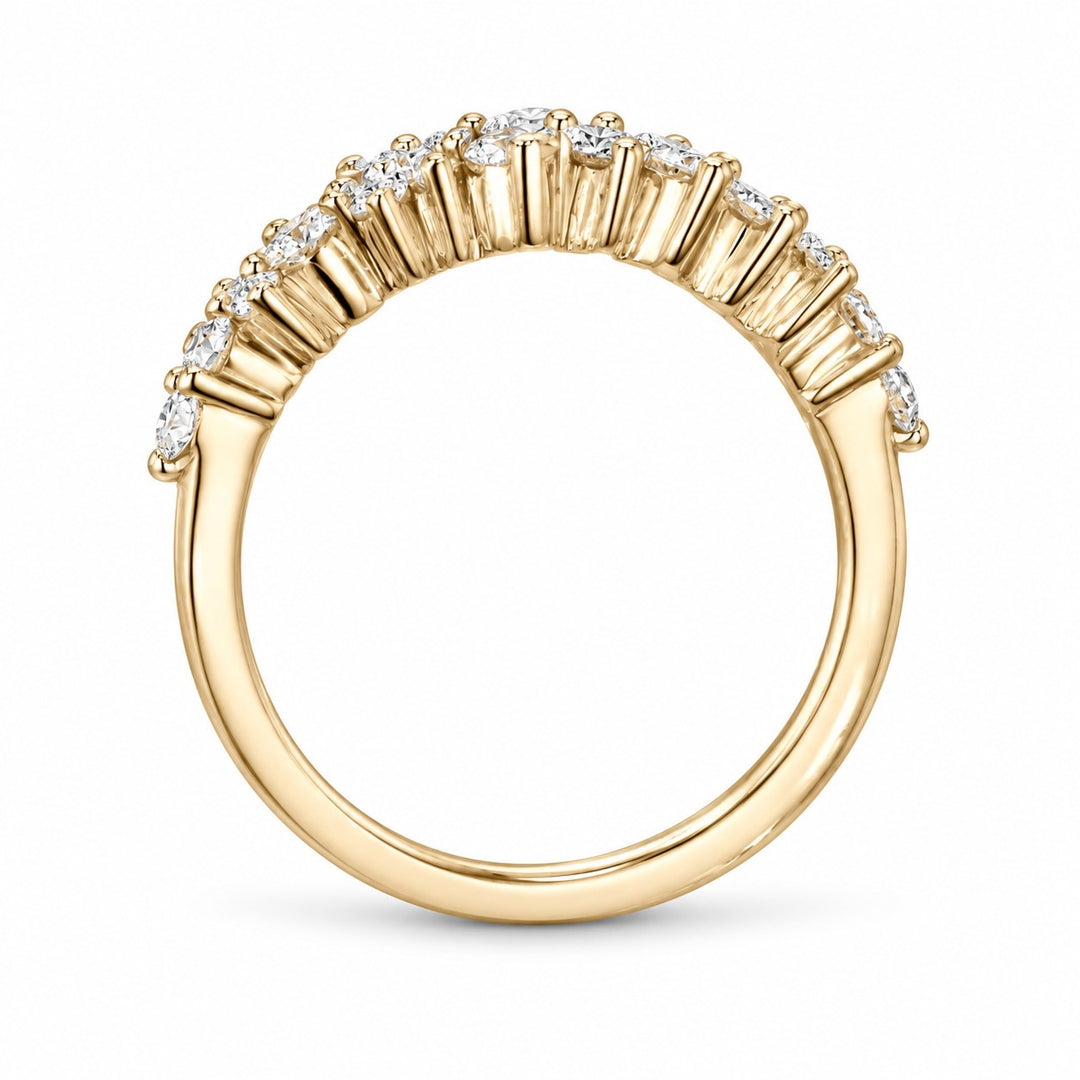 0.53ctw Diamond Cluster Wedding Band (4mm) in yellow gold, standing view