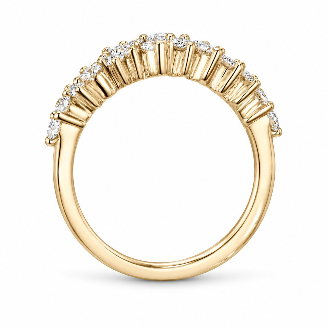 0.53ctw Diamond Cluster Wedding Band (4mm) in yellow gold, standing view