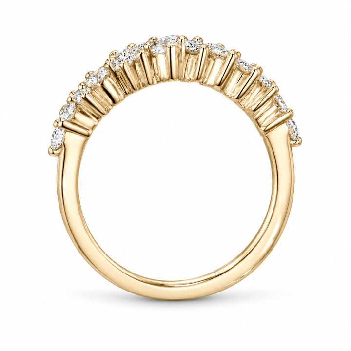 0.53ctw Diamond Cluster Wedding Band (4mm) in yellow gold, standing view