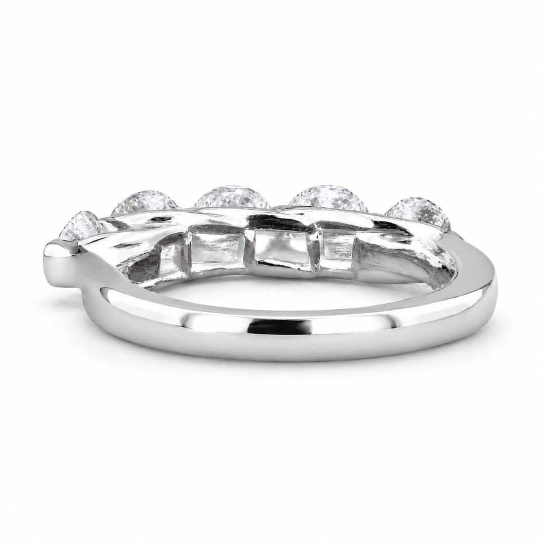 0.75ctw Round Diamond Five-Stone Band (3.5mm) front in 14K White Gold