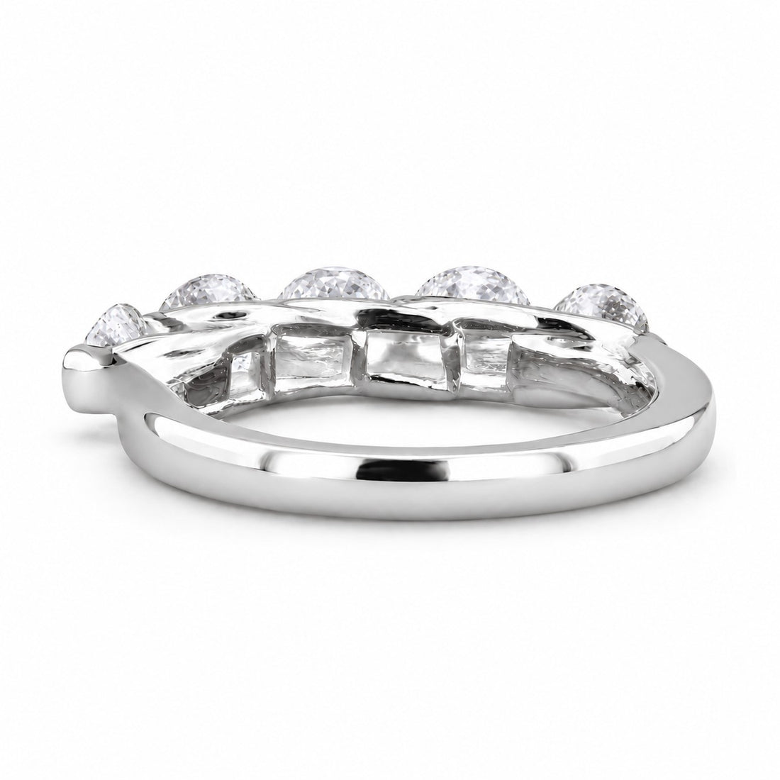 0.75ctw Round Diamond Five-Stone Band (3.5mm) front in 14K White Gold