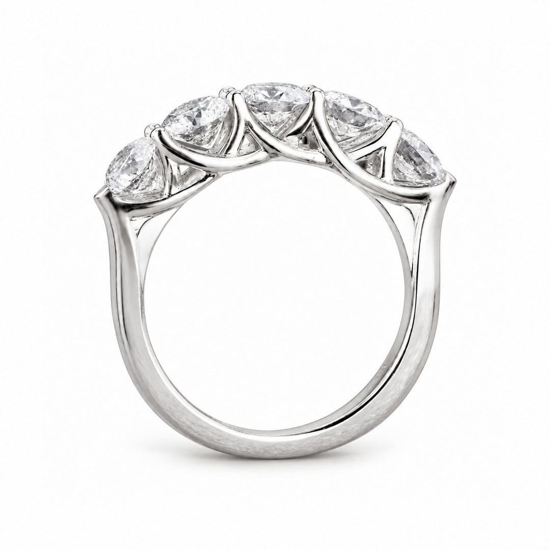 0.75ctw Round Diamond Five-Stone Band (3.5mm) profile in 14K White Gold