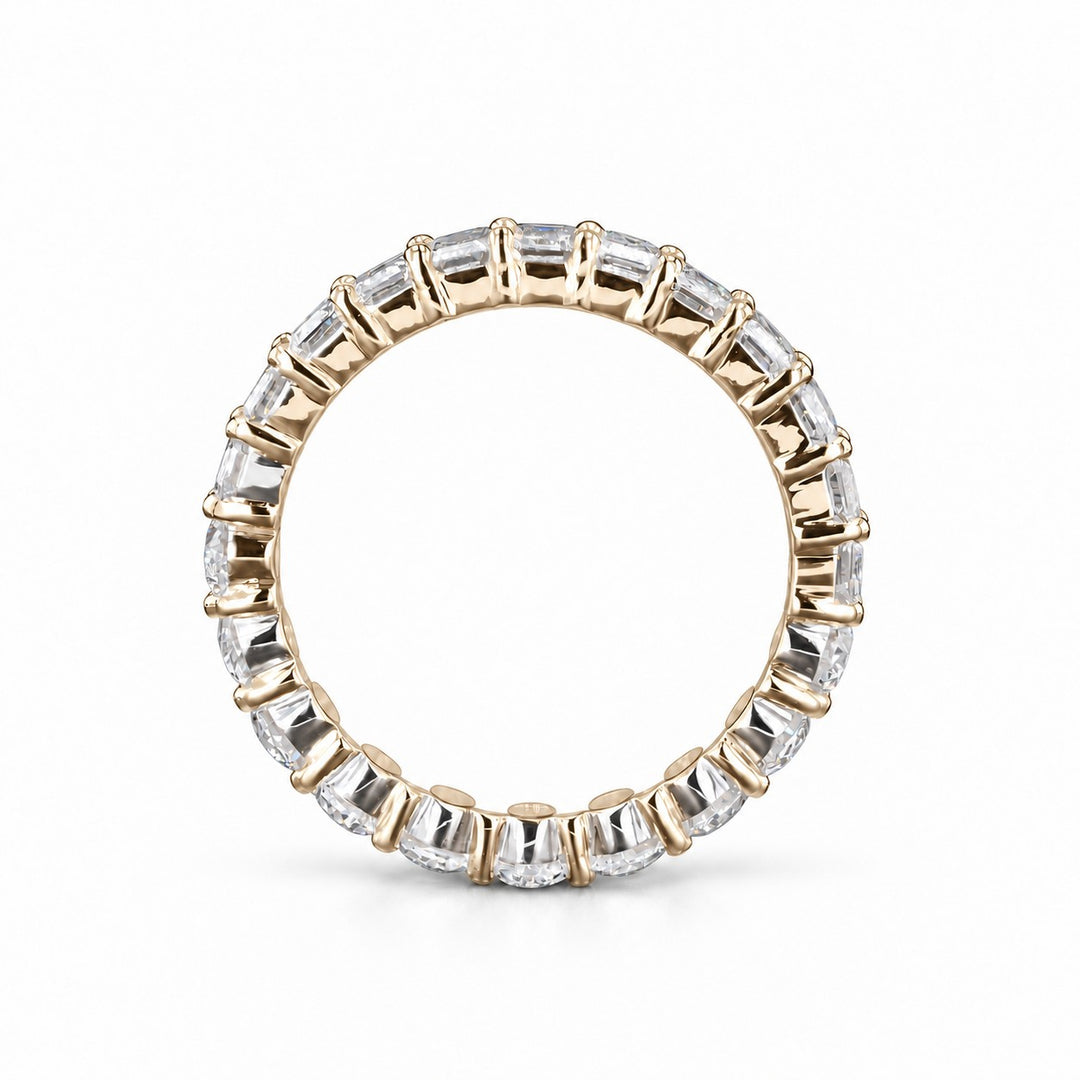 3.36ctw Half Oval & Half Emerald Diamond Eternity Band Ring (4mm) profile in 14K Yellow Gold