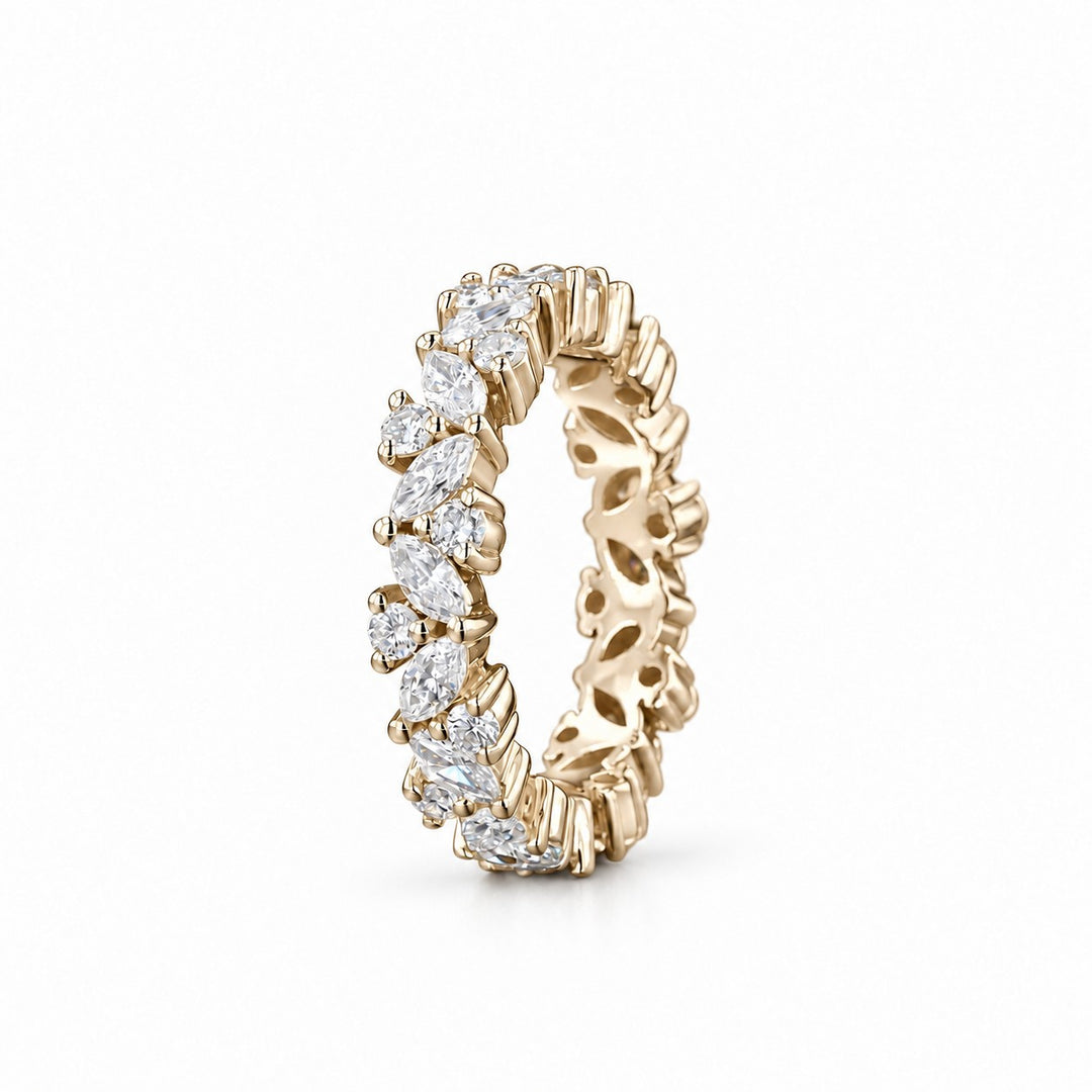 2.40ctw Marquise & Round Diamond Eternity Band (4.3mm) side view in 14K Yellow Gold