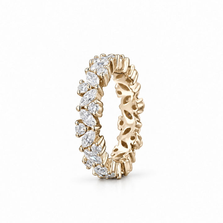2.40ctw Marquise & Round Diamond Eternity Band (4.3mm) side view in 14K Yellow Gold